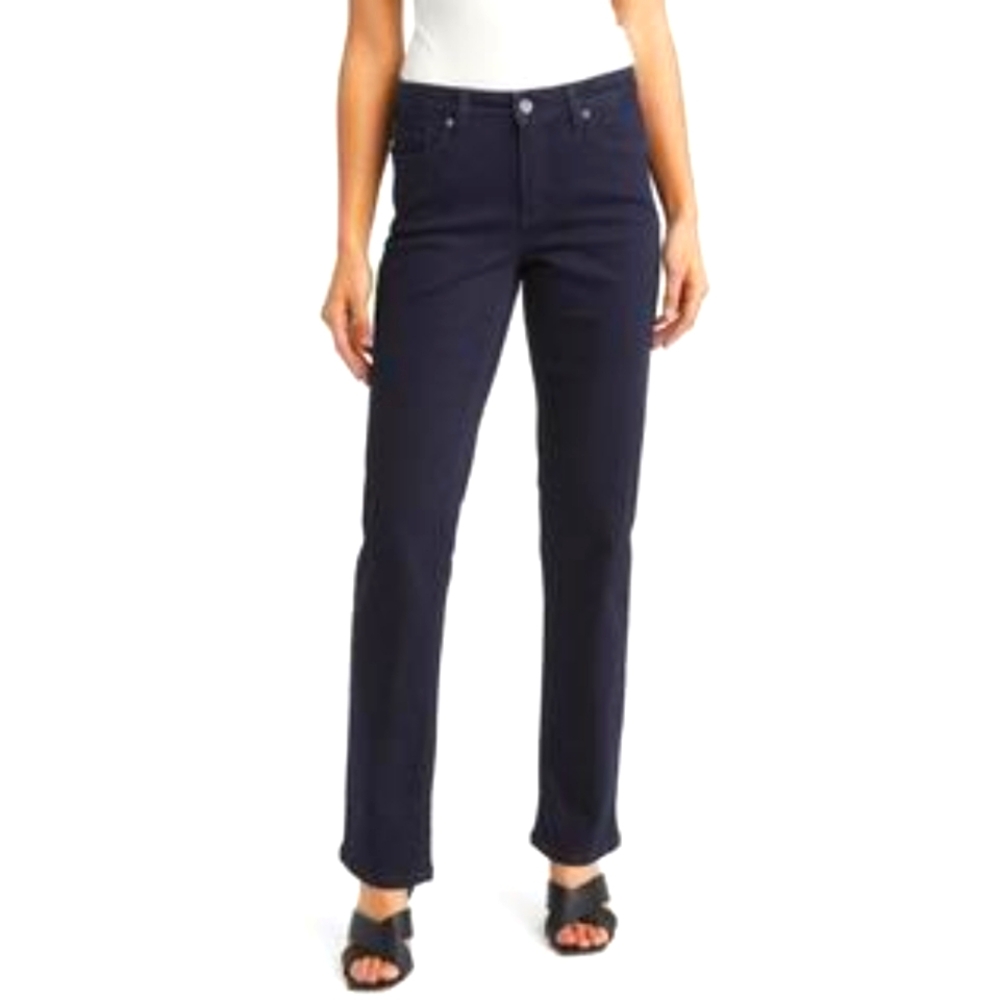 Anne Klein Fly Front 5 Pocket Stretch Flare Leg Jeans Indigo Wash Size 2